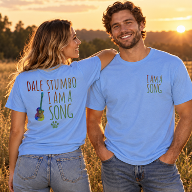 A soft baby-blue T-shirt
